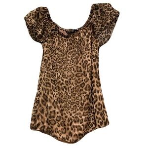 White House Black Market XS Animal Print Blouse